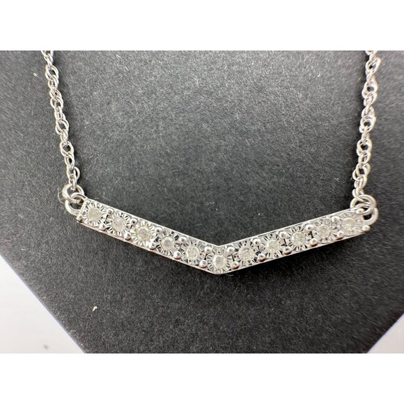 Chevron Illusion Set Diamond Bar Necklace - Picture 2 of 10